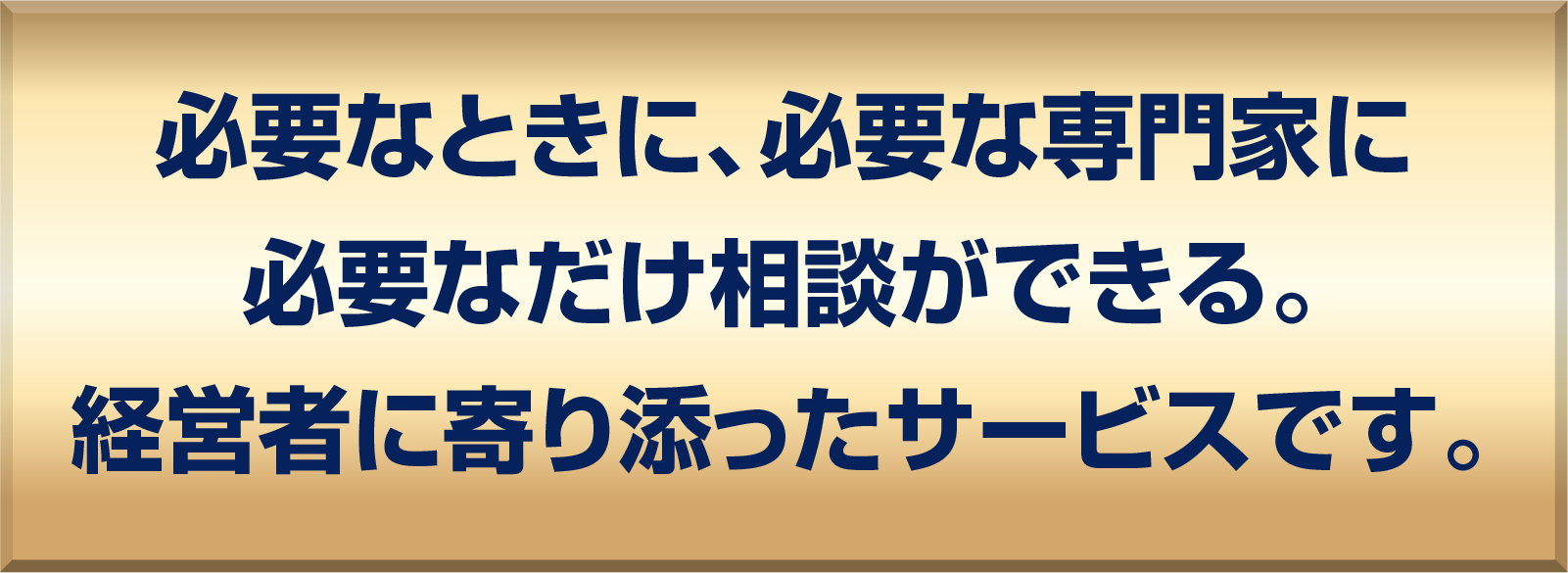 必要なときに、必要な専門家に必要なだけ相談ができる経営者に寄り添ったサービスです。